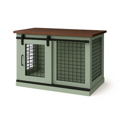 The Studio -Barn Style SAGE Single Wooden Dog Crate with Mesh - Espresso image