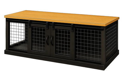 The LOFT – Night Sky Barn Style Wooden Open Plan Dog Crate With Mesh Paws and Willow