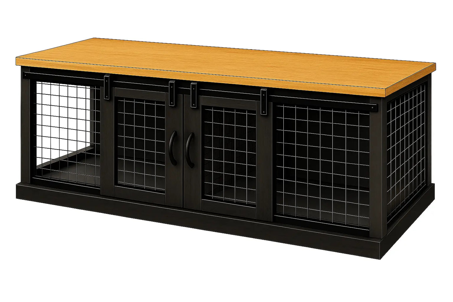 The DUO – Night Sky Barn Style Double Wooden Dog Crate With Mesh Paws and Willow