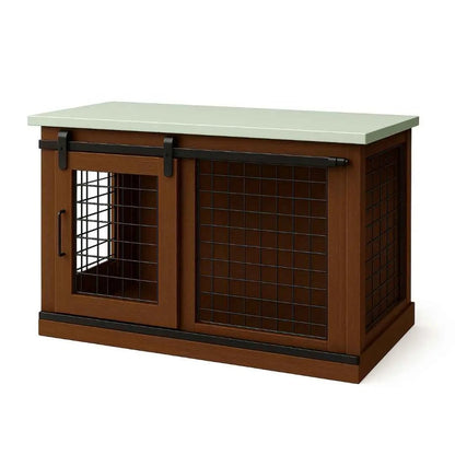 The Studio -Barn Style ESPRESSO Single Wooden Dog Crate with Mesh image 5