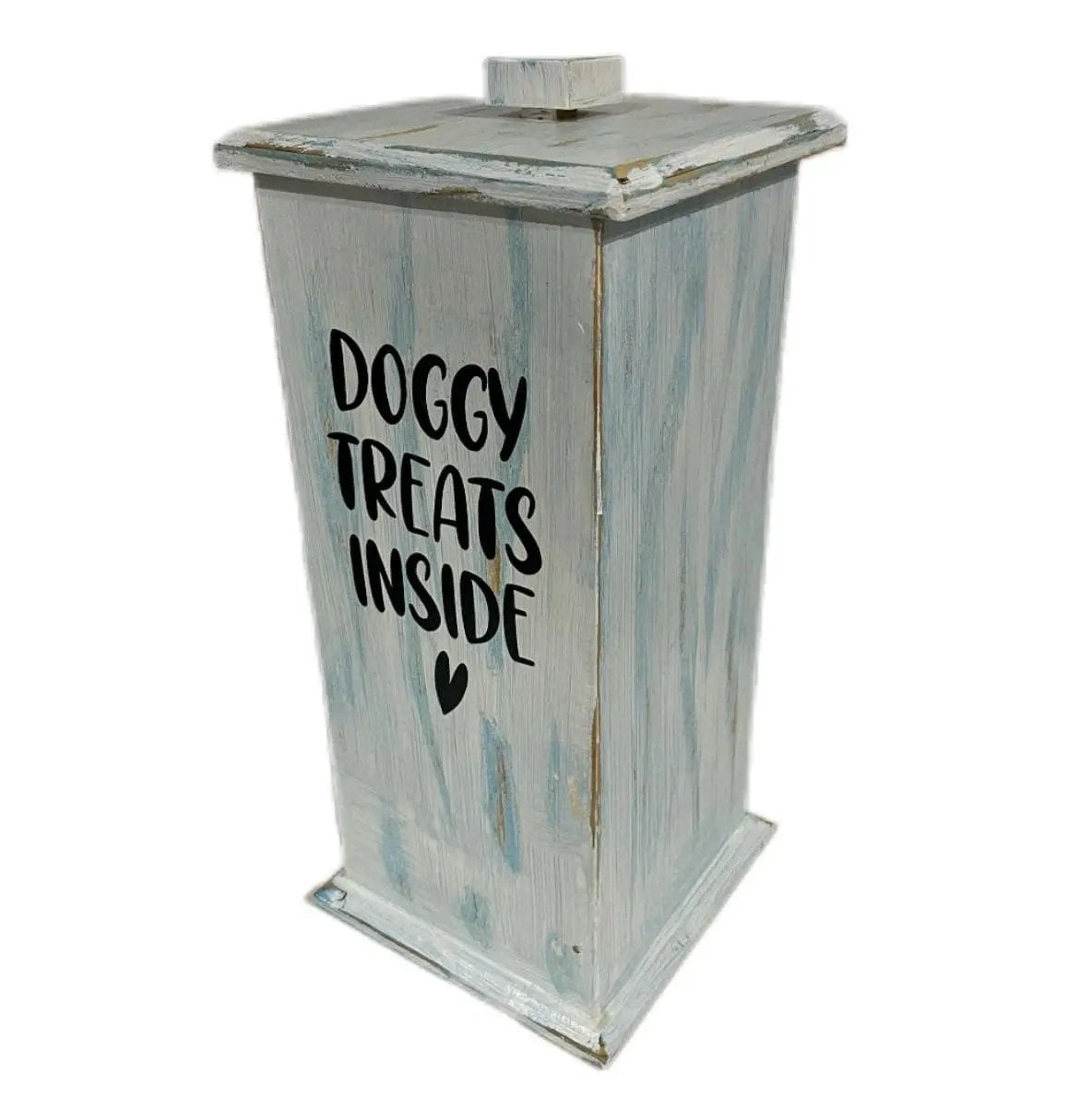 Large Wooden Square Dog Treat Container (20cm x 20cm x 50cm) image 0