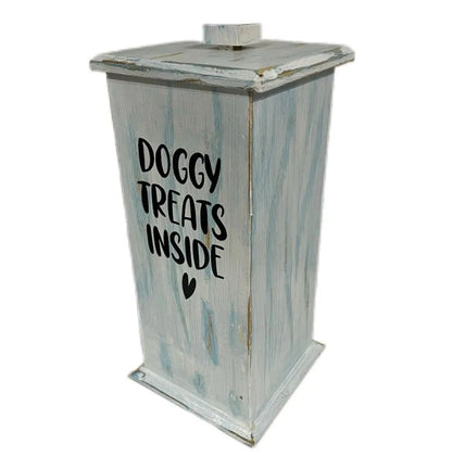 Large Wooden Square Dog Treat Container (20cm x 20cm x 50cm) image 0