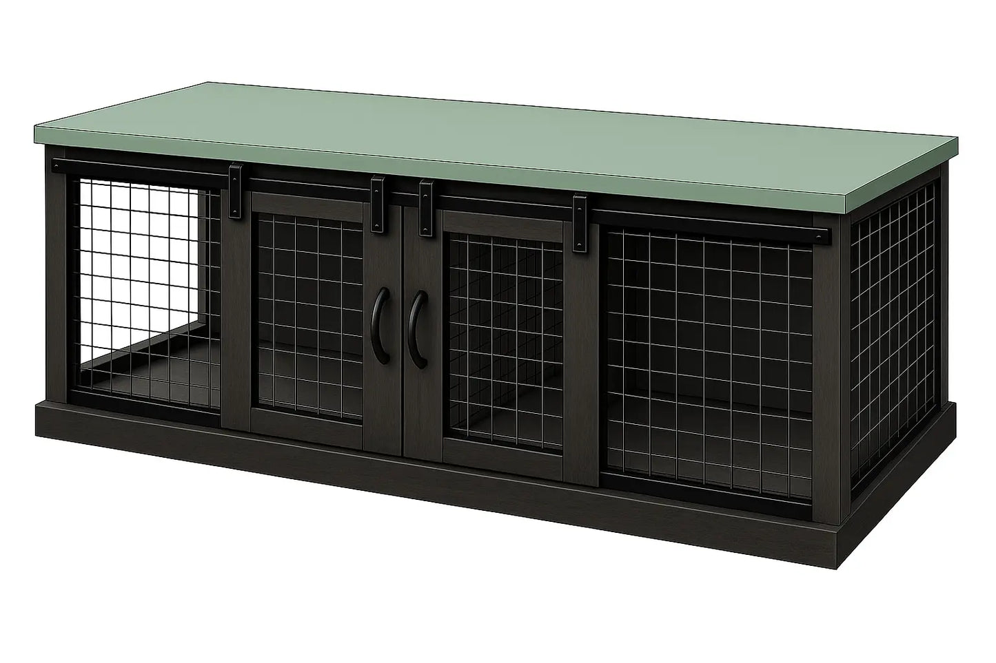 The LOFT – Night Sky Barn Style Wooden Open Plan Dog Crate With Mesh Paws and Willow