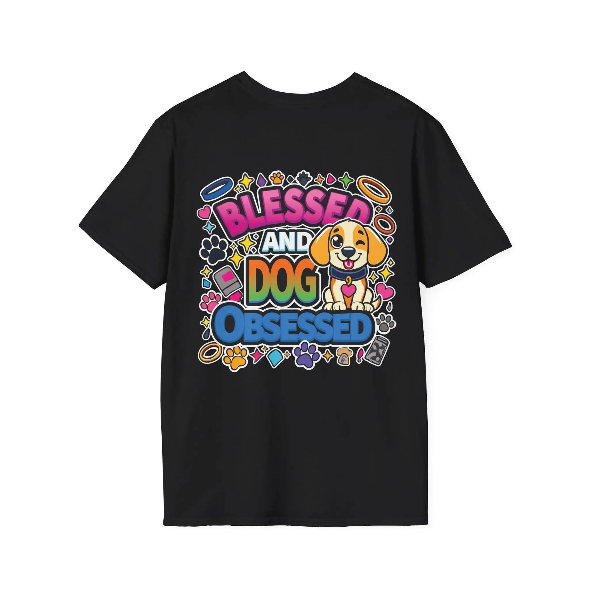 Dog Lovers Unisex T-Shirt | Blessed and Dog Obsessed Tee - Black, 2XL image