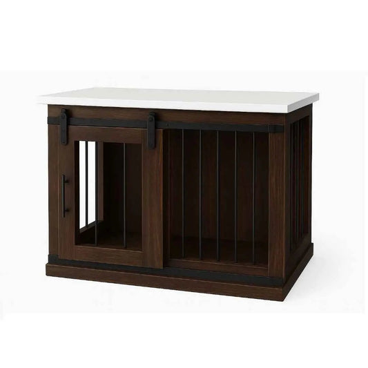 The Studio -Barn Style Espresso Single Wooden Dog Crate with Bars image 0