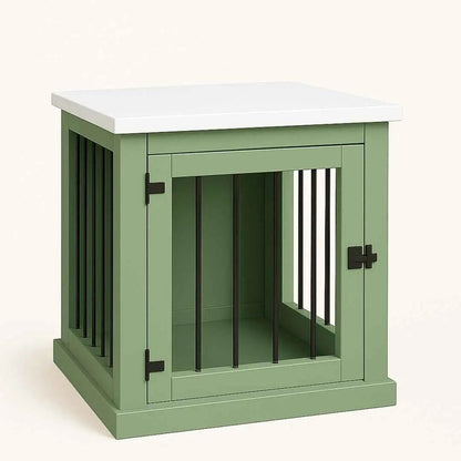 The Den - Sage Coloured Bedside Dog Crate with Bars & Hinged Door image 4
