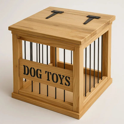 Bar-Sided Wooden Dog Toy Box image 0