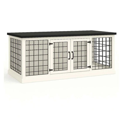 The DUO – Arctic Hinged Style Double Wooden Dog Crate With Mesh image 3