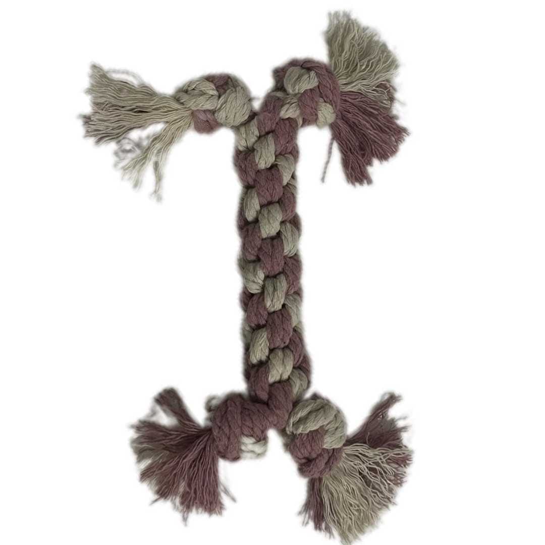 Luxe Macramé Chew Dog Bone (Large) - Purple image