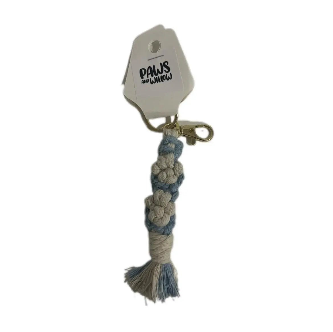 Luxe Macramé Keyring with GOLD Buckle - Blue image