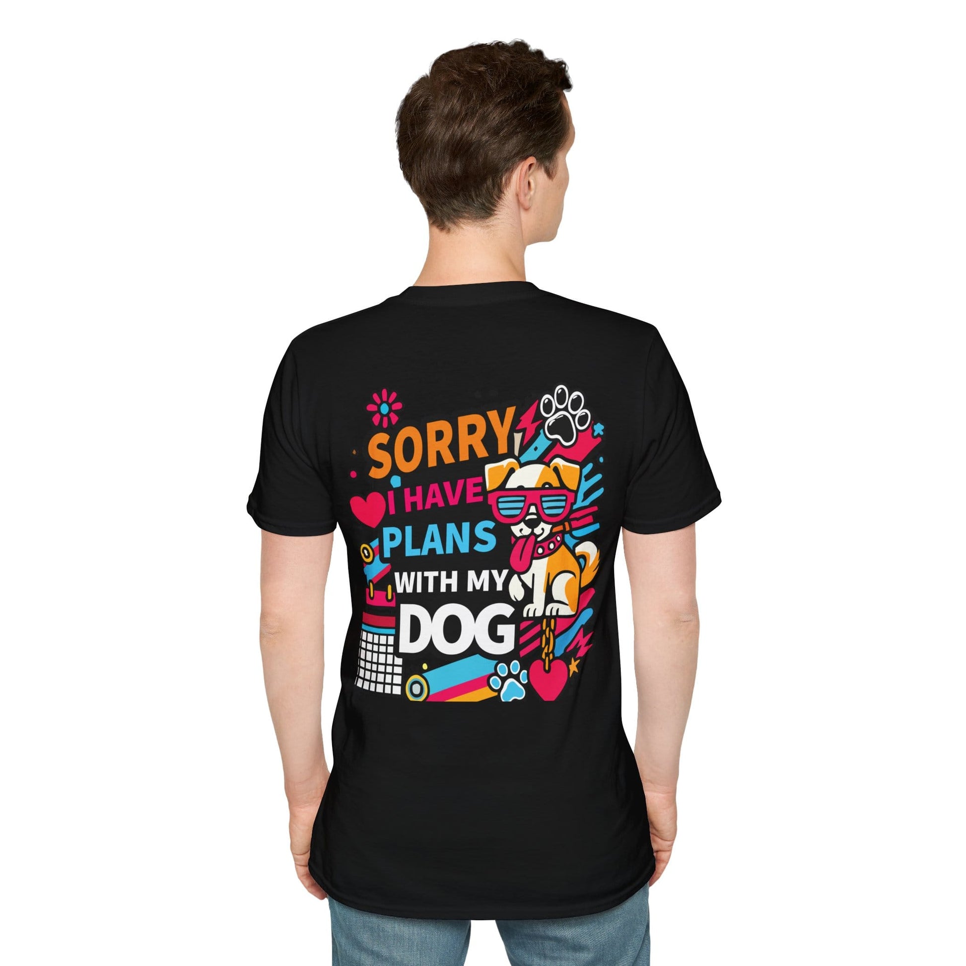 Funny Dog Lover Unisex Softstyle T-Shirt - "Sorry, I Have Plans with My Dog" - Black, 3XL image