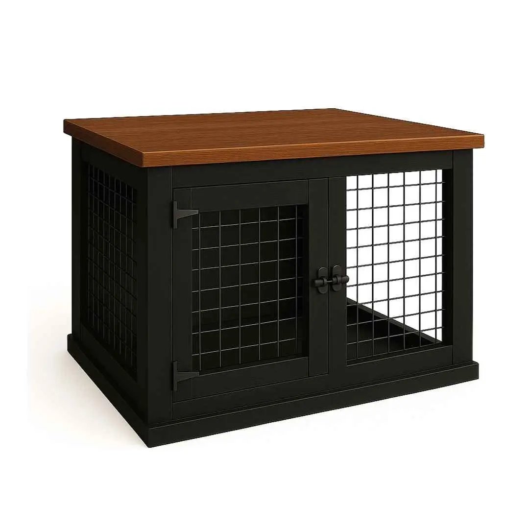 The Studio -Hinged NIGHT SKY Single Wooden Dog Crate with Mesh image 4
