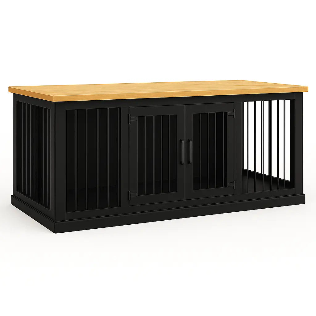 The LOFT – Night Sky Open Plan Wooden Dog Crate with Bars & Hinged Doors Paws and Willow