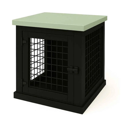 The Den - Night Sky Coloured Bedside Dog Crate with Mesh & Hinged Door - Sage image
