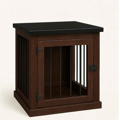 The Den - Espresso Coloured Bedside Dog Crate with Bars & Hinged Door image 3