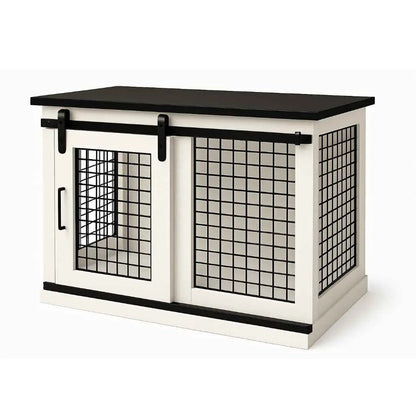 The Studio -Barn Style ARCTIC Single Wooden Dog Crate with Mesh - Night Sky image