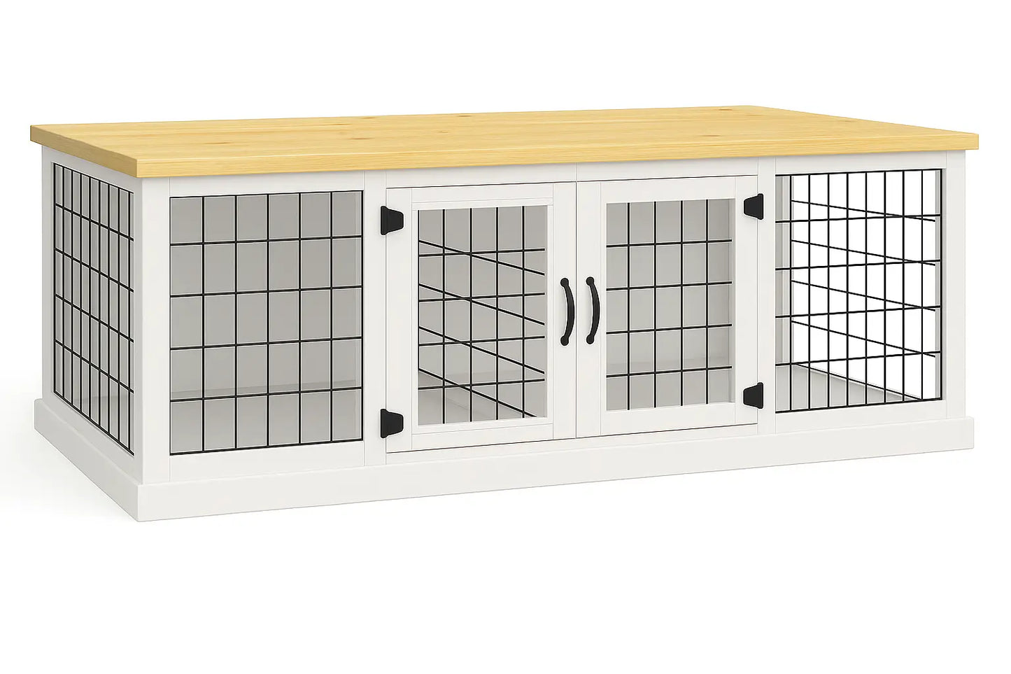 The DUO – Arctic Hinged Style Double Wooden Dog Crate With Mesh Paws and Willow