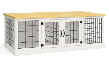 The DUO – Arctic Hinged Style Double Wooden Dog Crate With Mesh Paws and Willow