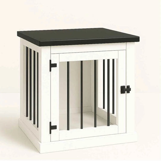 The Den - Arctic Coloured Bedside Dog Crate with Bars & Hinged Door image 0