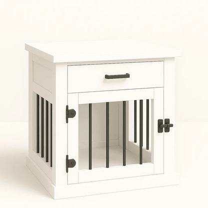 The Den - ARCTIC Coloured Bedside Dog Crate with Bars & Hinged Door with Drawer image 4