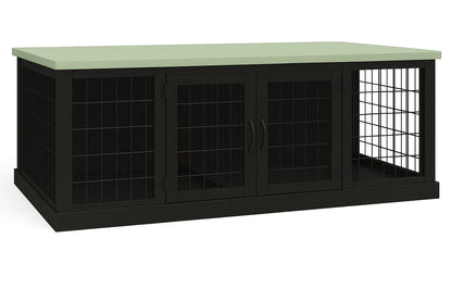 The DUO – Night Sky Hinged Style Double Wooden Dog Crate With Mesh Paws and Willow