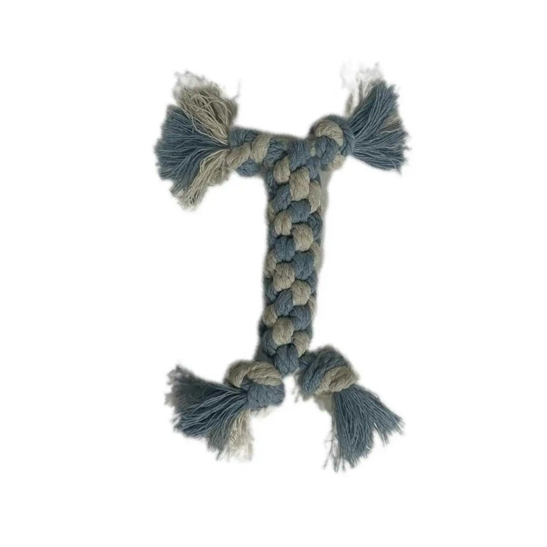 Petite Macramé Chew Dog Bone (Small) - Blue image
