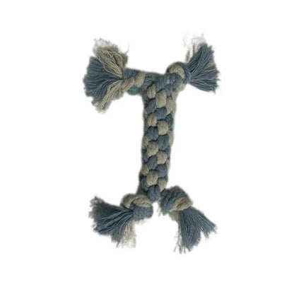 Petite Macramé Chew Dog Bone (Small) - Blue image