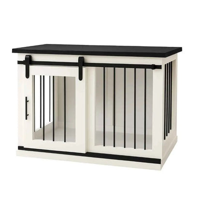 The Studio -Barn Style Arctic Single Wooden Dog Crate with Bars - Night Sky image