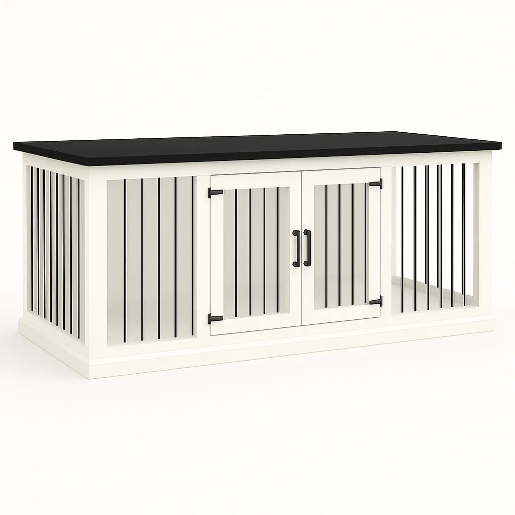 The LOFT – Arctic Open Plan Wooden Dog Crate with Bars & Hinged Doors Paws and Willow