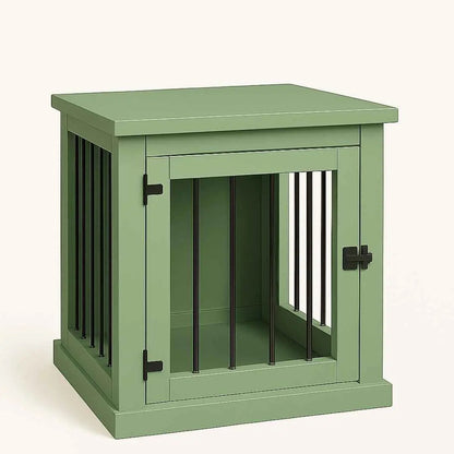 The Den - Sage Coloured Bedside Dog Crate with Bars & Hinged Door image 2