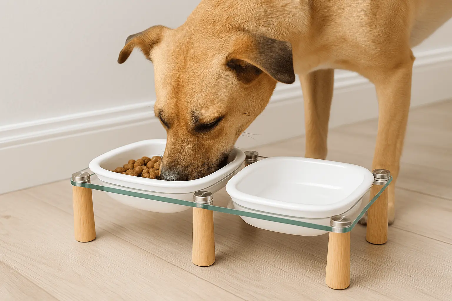 Clear Acrylic & Ceramic Double Elevated Dog Bowl – Modern Feeder for Stylish Homes image 2