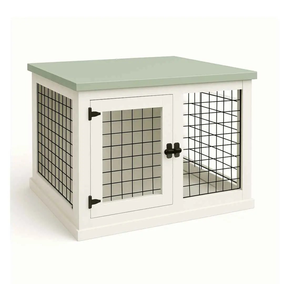 The Studio -Hinged Arctic Single Wooden Dog Crate with Mesh - Sage image