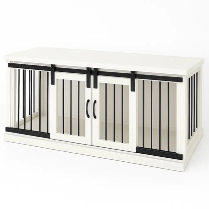 The LOFT – Arctic Hinged Wooden Open Plan Dog Crate With Bars Paws and Willow