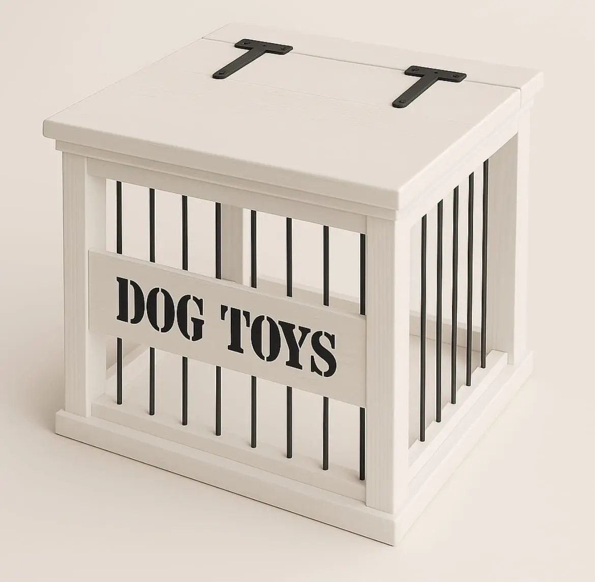 Bar-Sided Wooden Dog Toy Box image
