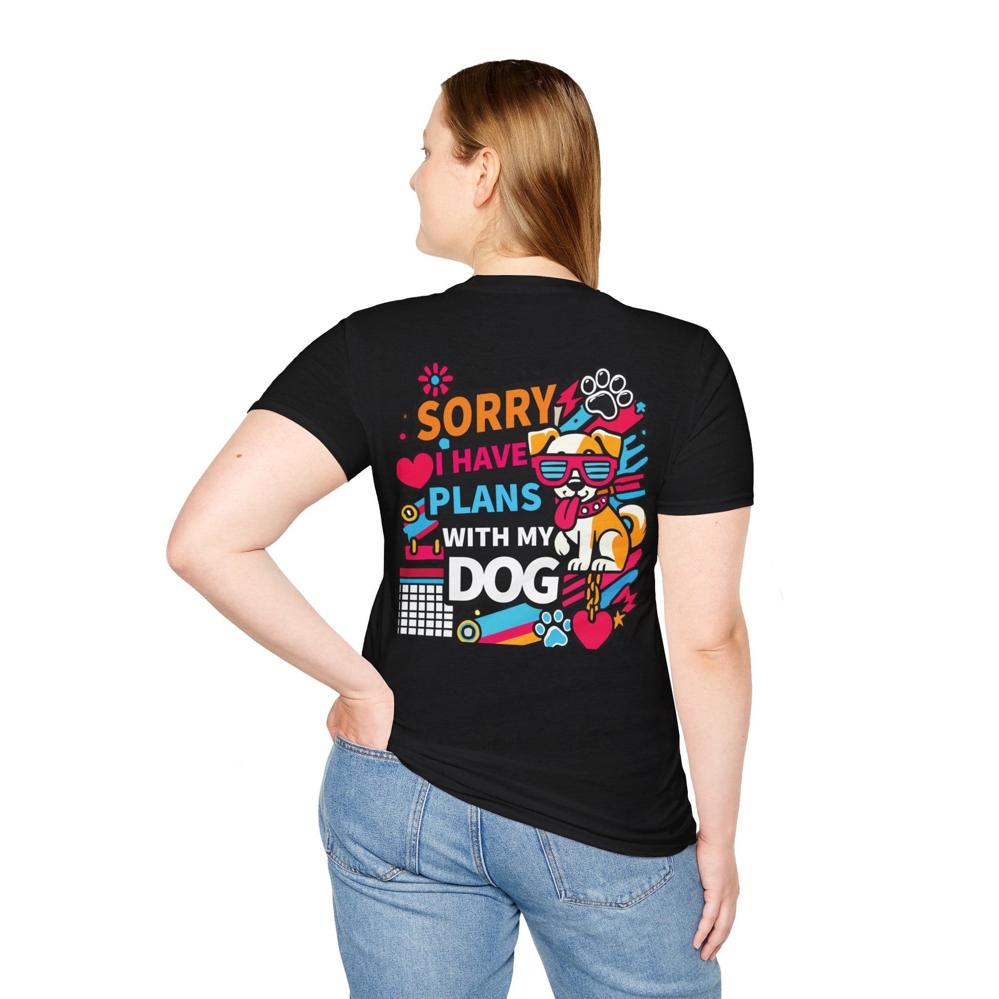 Funny Dog Lover Unisex Softstyle T-Shirt - "Sorry, I Have Plans with My Dog" image 3