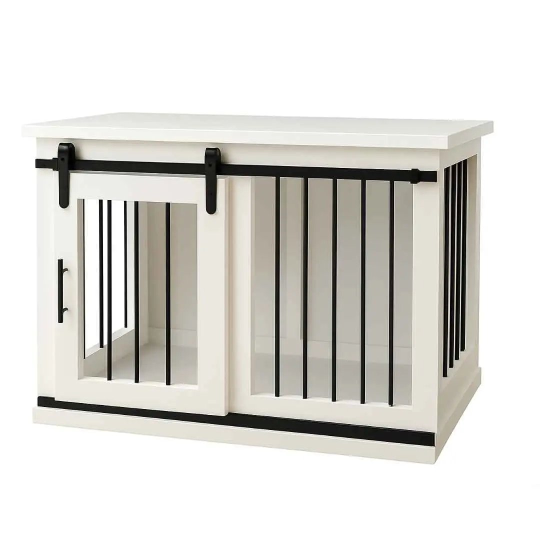 The Studio -Barn Style Arctic Single Wooden Dog Crate with Bars - Arctic image