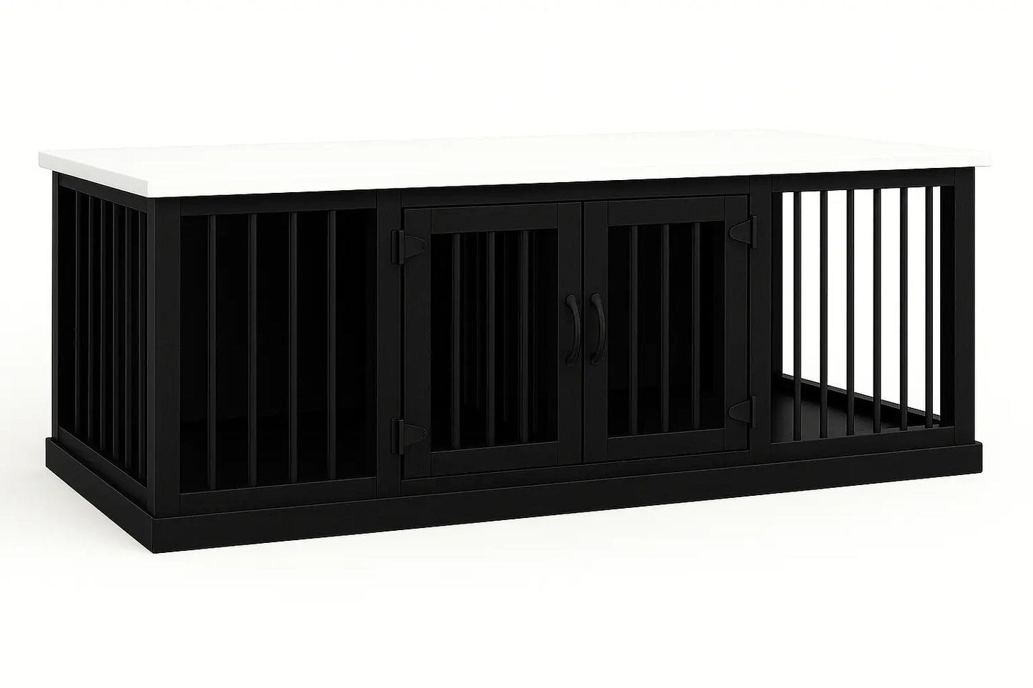 The DUO – Night Sky Hinged Double Wooden Dog Crate With Bars Paws and Willow