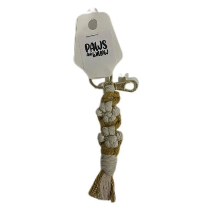 Luxe Macramé Keyring with GOLD Buckle - Mustard image