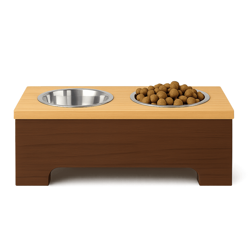 Double Modern Wooden Dog Feeder image