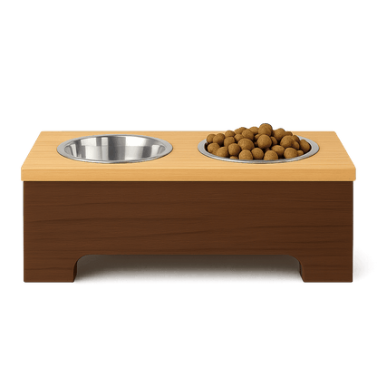 Double Modern Wooden Dog Feeder image