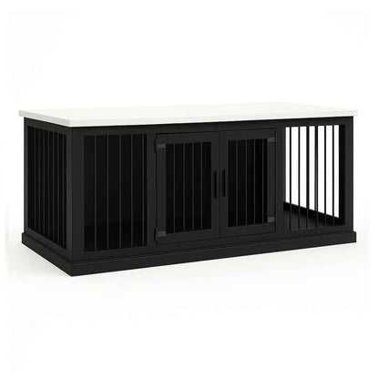 The DUO – Night Sky Hinged Double Wooden Dog Crate With Bars - Arctic image
