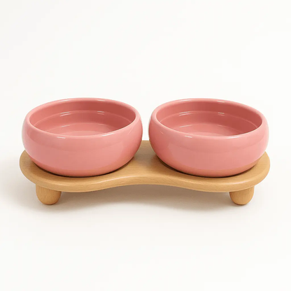 Modern Double Ceramic Dog Bowl – Stylish, Elevated Feeder for Dogs image 0