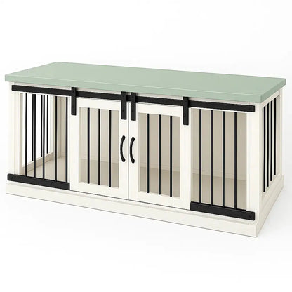 The LOFT – Arctic Hinged Wooden Open Plan Dog Crate With Bars Paws and Willow