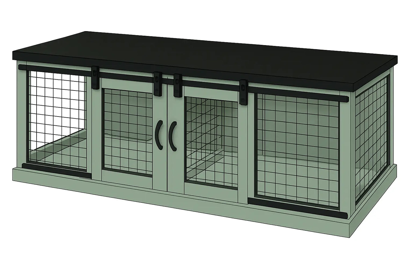 The DUO – Sage Barn Style Double Wooden Dog Crate With Mesh Paws and Willow