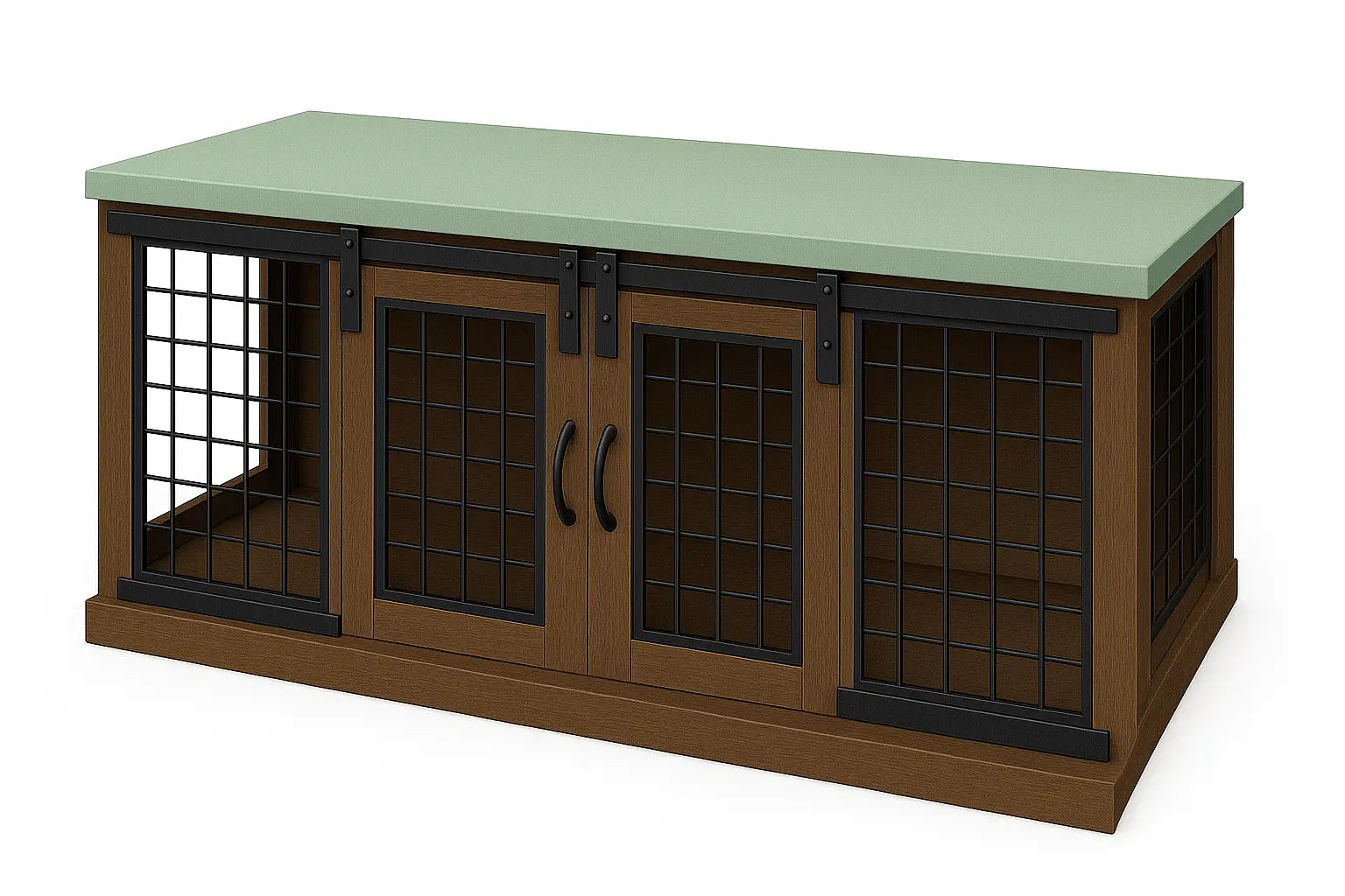 The LOFT – Espresso Barn Style Wooden Open Plan Dog Crate With Mesh Paws and Willow
