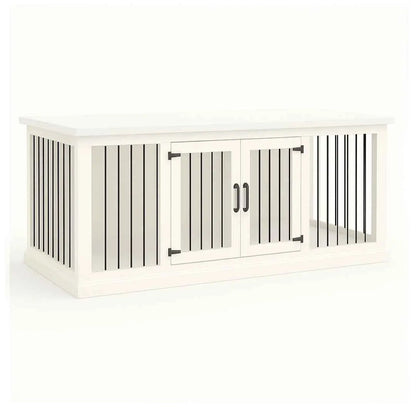 The DUO – Arctic Hinged Double Wooden Dog Crate With Bars image 1