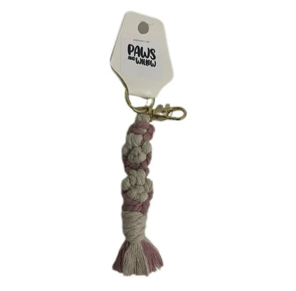 Luxe Macramé Keyring with GOLD Buckle - Purple image