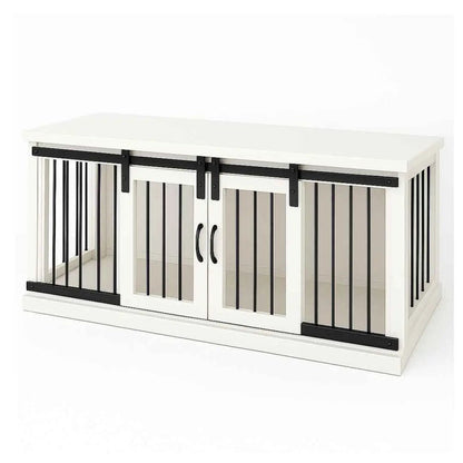 The DUO – Arctic Barn Door Style Double Wooden Dog Crate With Bars image 3