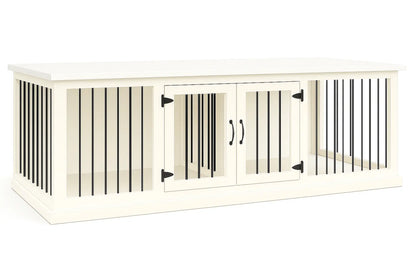 The DUO – Arctic Hinged Double Wooden Dog Crate With Bars Paws and Willow