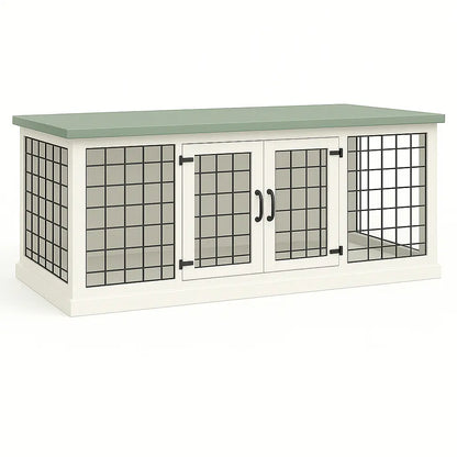 White cabinet with glass doors on a white background